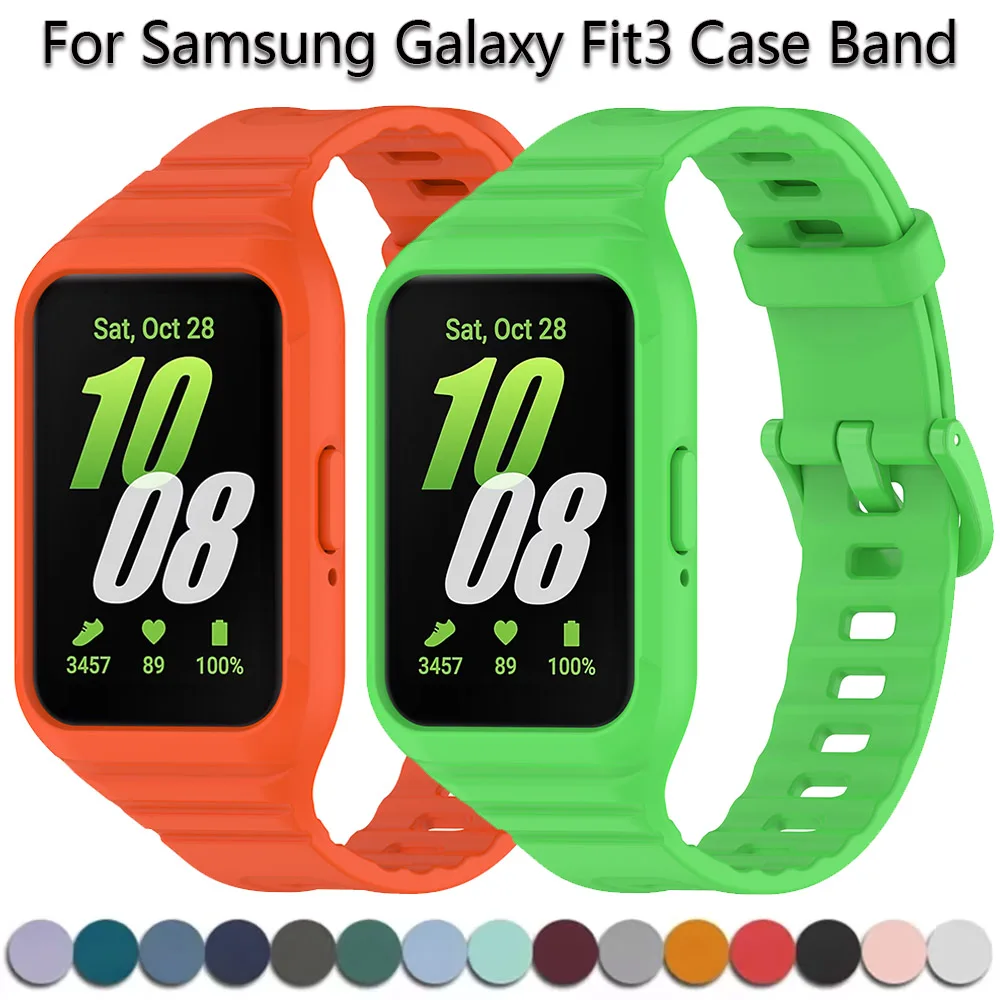 

Strap+Case for Samsung Galaxy Fit 3 Silicone Bracelet Watchband Protective Cover Full Coverage for Galaxy Watch Fit3 Accessories