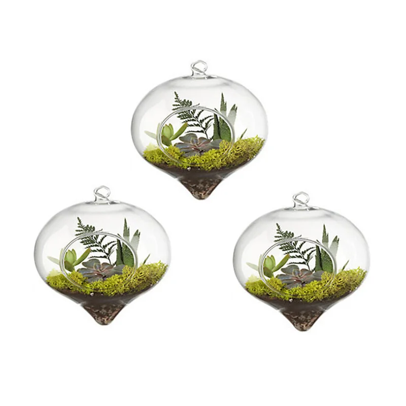 Terrarium Glass Ball Vase 11*9cm Top Hanging Flower Vase Dinner Planter Terrarium Container Pots Home Wedding Decor Terrarium