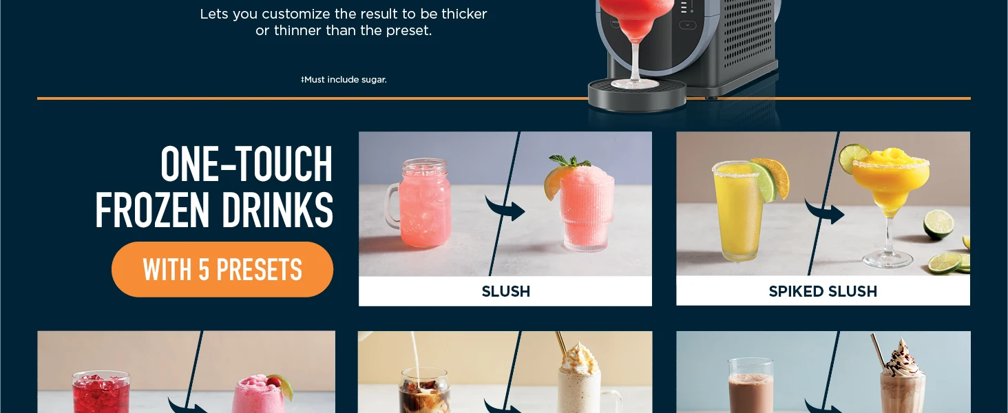 One touch frozen drinks with 5 presets