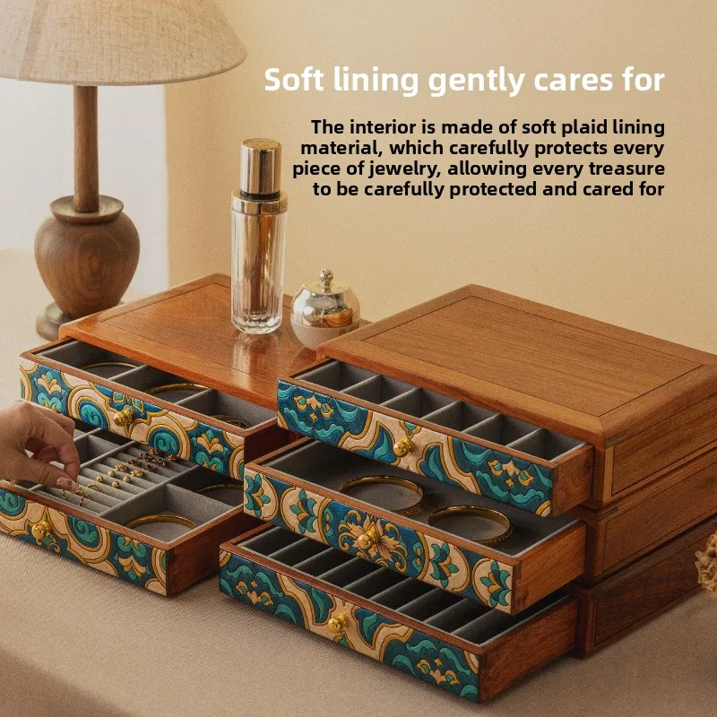 rosewood jewelry box solid wood storage box multi-layer drawer jewelry box light luxury large capacity