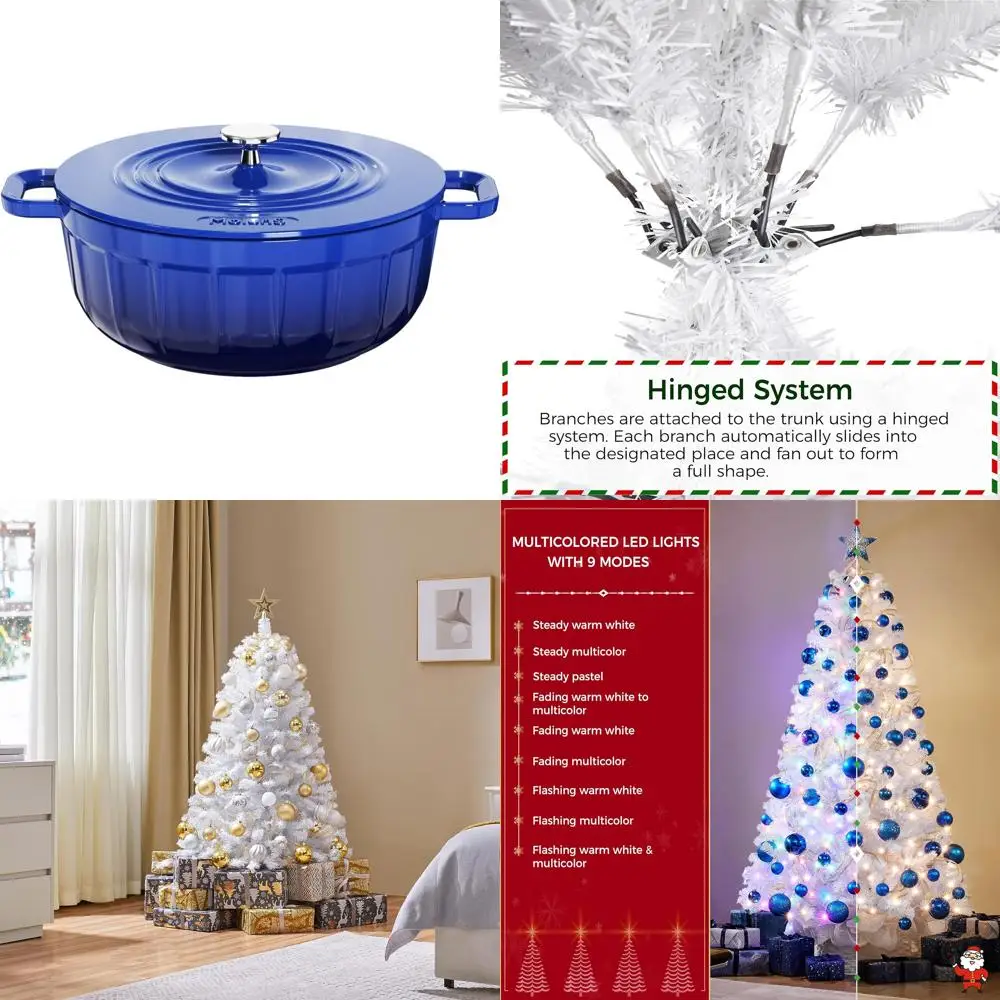 

Enameled Cast Iron Dutch Oven 5 Quart Round Blue Enamel Pot with Lid - Large Cooking Pot for Baking and Stewing