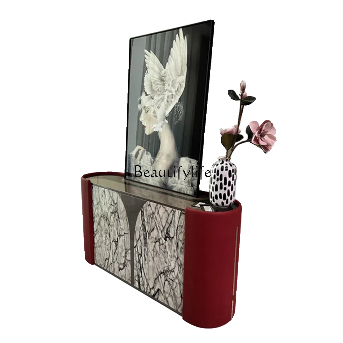 

LJYld38Hong Kong style light luxury solid wood dining side cabinet Italian piano paint locker