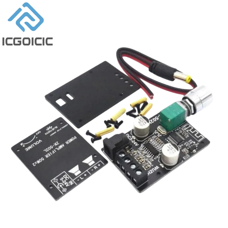 ZK-502L MINI Bluetooth-5.0 DC 5-24V Wireless Audio Digital Power amplifier Stereo board 50Wx2 Amp Amplificador