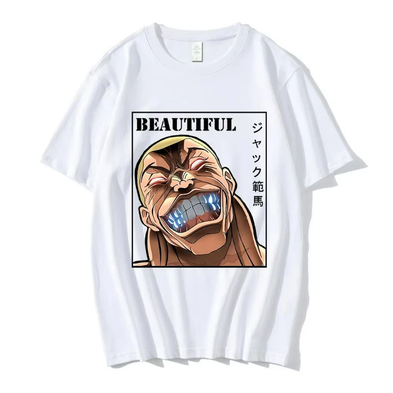 أنيمي باكي The Grappler تي شيرت مانغا هانما Yujiro تي شيرتات قصيرة الاكمام عادية تي شيرت الشارع الشهير الأزواج