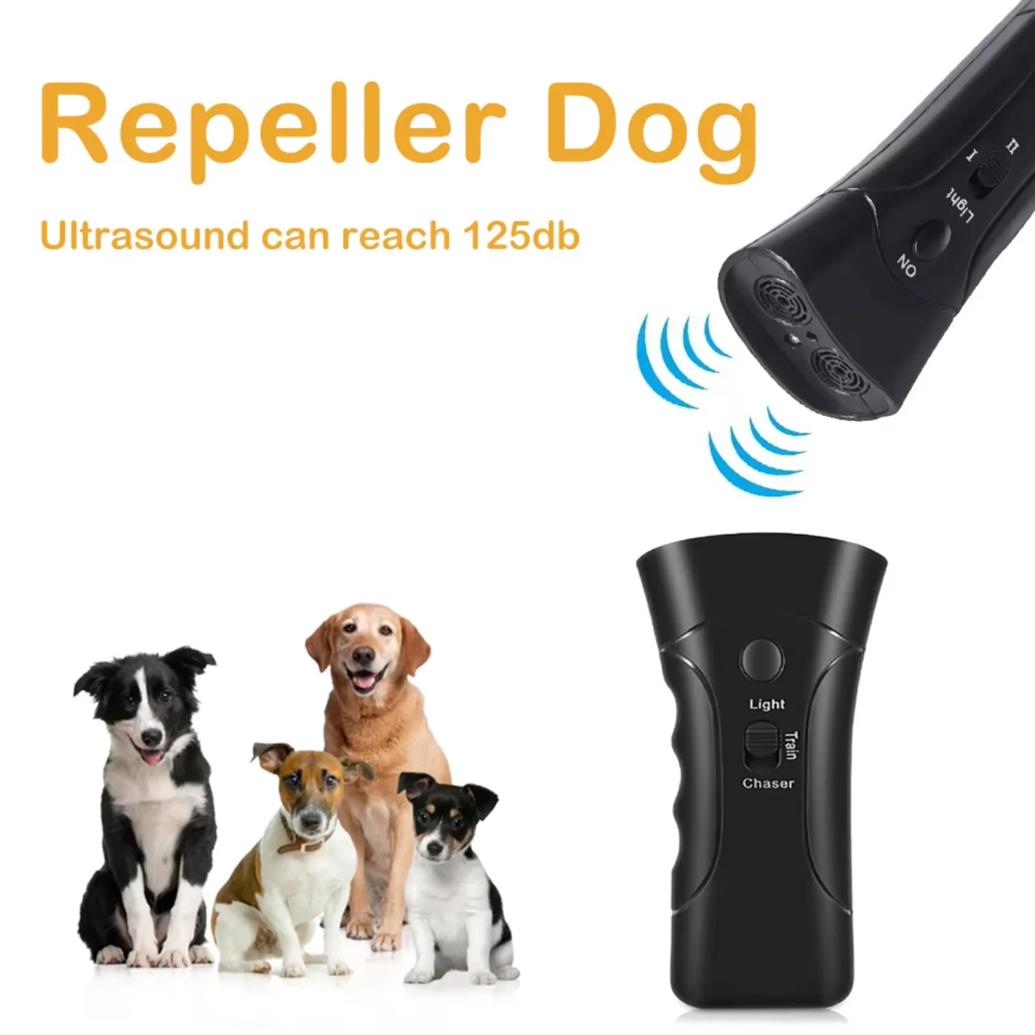 

Ultrasonic Bark Arrester Lightweight with Flashlight Dog Repeller Portable Dog Anti Barking Device Pet Training Supplies