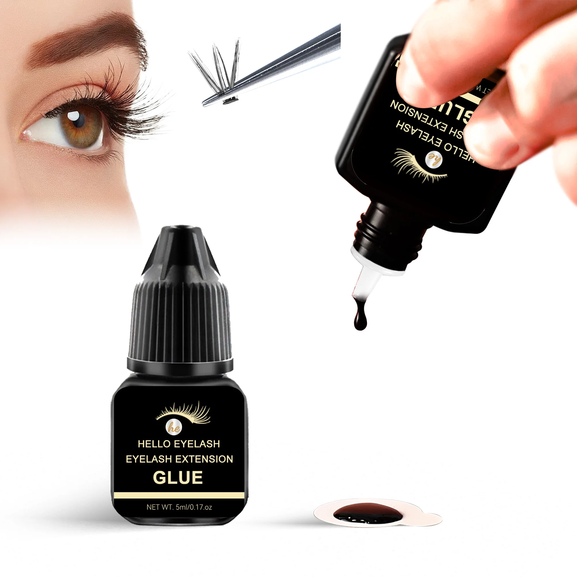 DIY 5 ml Sneldrogende Sterke Valse Wimper Extension Lijm Lijm Retentie 7-14 dagen Lage Geur Nertsen wimper Lijm thuis