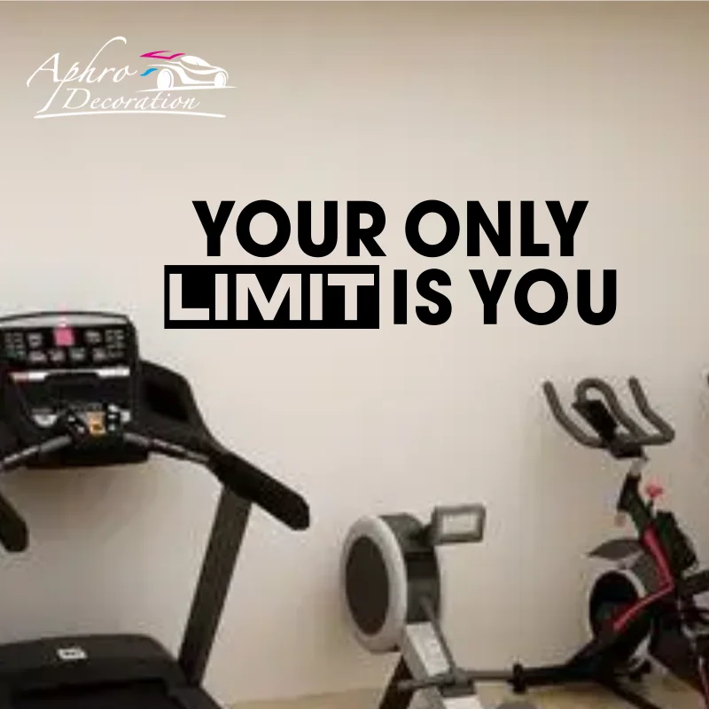 ملصق لصائق تصميم جدار صالة الألعاب الرياضية ، الحد الوحيد الخاص بك هو أنت ، ديكور المكتب ، تجريب ، اقتباس تحفيزي ، عرض أسعار صالة الألعاب الرياضية المنزلية ، اللياقة البدنية