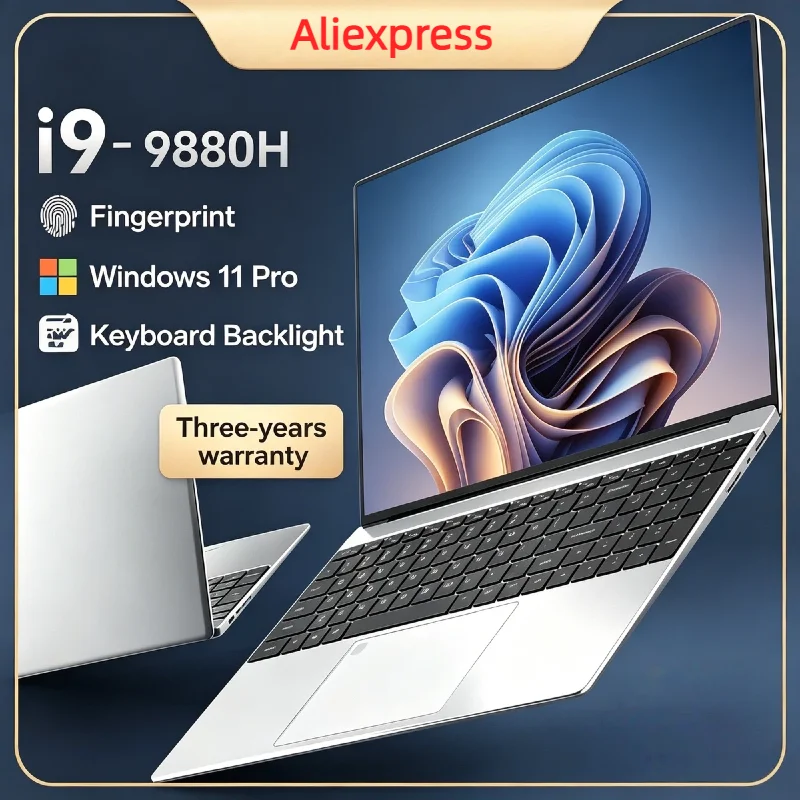Neuer 15,6-Zoll-Gaming-Laptop Intel Core i9 9880H 32GB RAM 2TB SSD Windows 11 Pro Ultra Slim Notebook 5000mAh Akku für Büro und Gaming