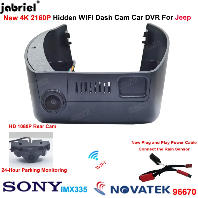 

New 4K Wifi Dash Cam Car Dvr Rear Camera 24H For Jeep Dodge Chrysler Cherokee 2013 2014 2015 2016 2017 2018 2019 2020 2021 2022