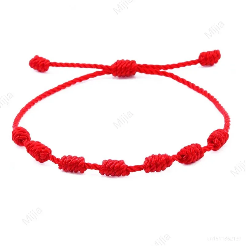 Red String Bracelets Adjustable with 7 Knot Good Luck Red Cord Bracelet Amulet for Protection Friendship Men Women Couple Gift