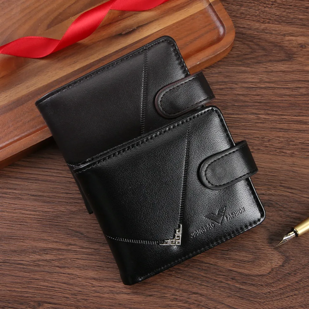 

Fashion Classic Men's Short Wallet Pu Leather Business Short Billfold Purse Solid Color Casual Coin Pocket Travel