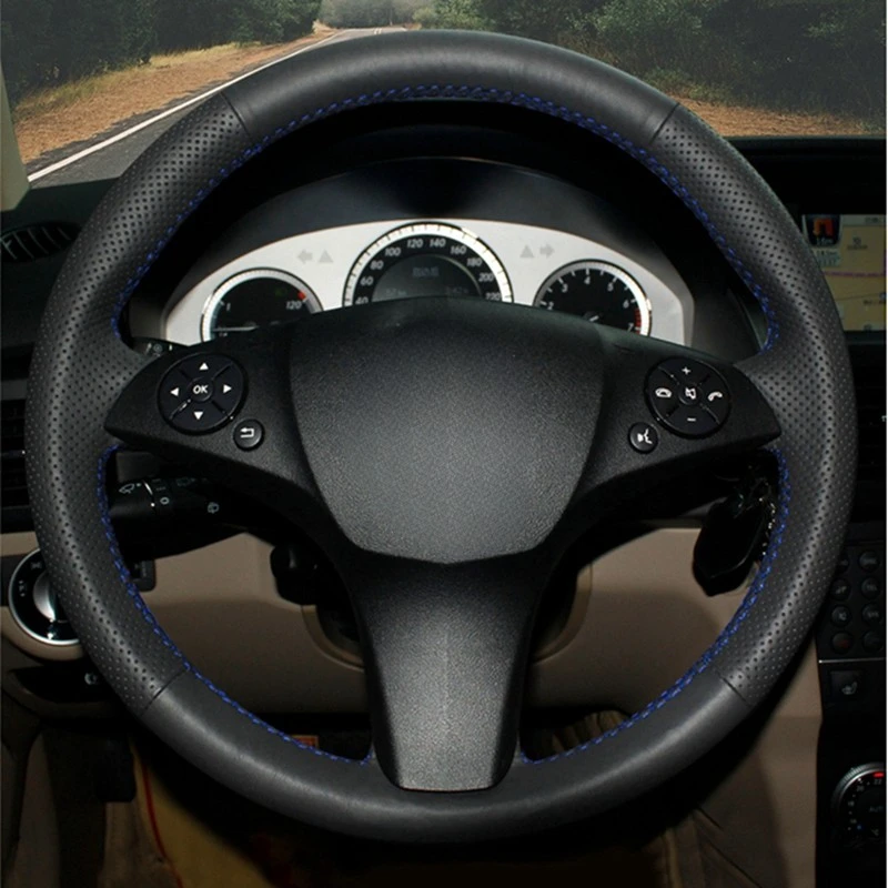 DIY Black Artificial Leather Car Steering Wheel Cover for Mercedes Benz C180 C200 C350 C300 CLS 280 300 350 500 GLK