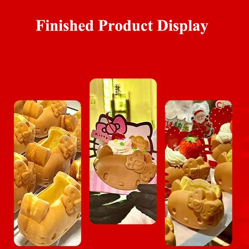 Ice Cream Cone Kitty Waffle Machine 220V Electric Kitty Cat Bread Waffle Machine Open Mouth Waffle Maker Machine