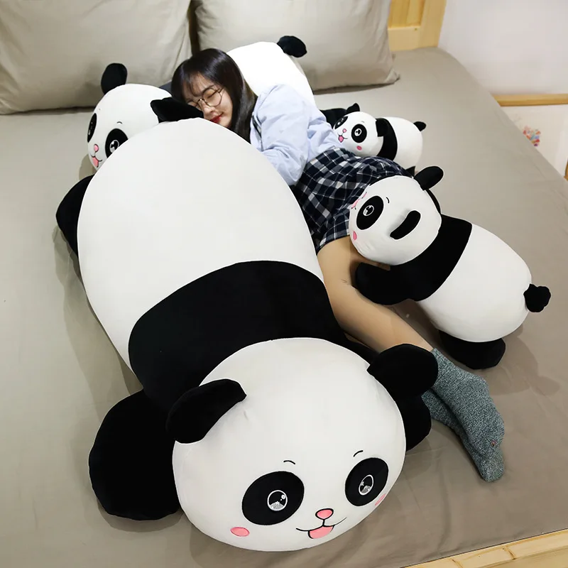 Nuevo lindo muñeco de Panda grande, almohada de animales de juguete de peluche, regalos de cumpleaños y Navidad para niños, juguete de dibujos animados, almohada de peluche de Panda gigante en la cama