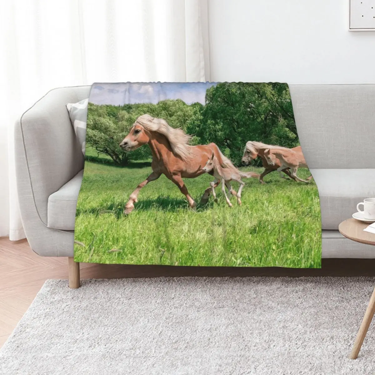 Haflinger horses run together Throw Blanket halloween Baby Loose Travel Sofa Summer Beddings Blankets