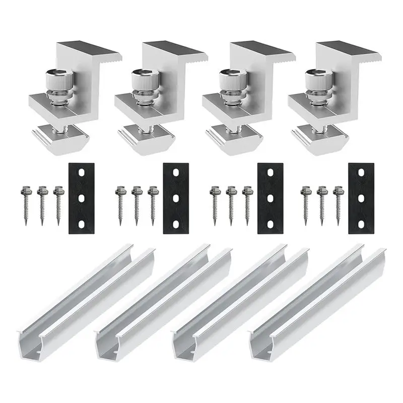 AB11-Solar Panel Bracket U-Rail Roof Rail Connector Bracket Roof Mounting Kit Suitable For Metal Roof, Flat Roof, Sheet Roof Dur