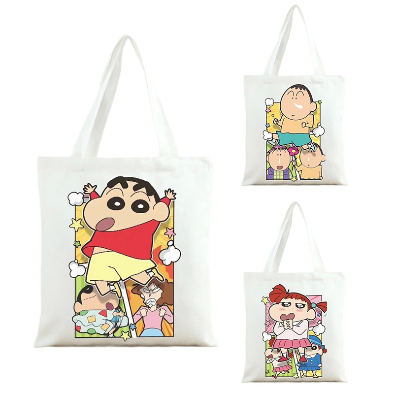 

Kawaii Anime Crayon Shin-Chan Canvas Bag Cute Student Portable Makeup Wash Printing Storage Bags Commuting Bag Toys Girls Gifts