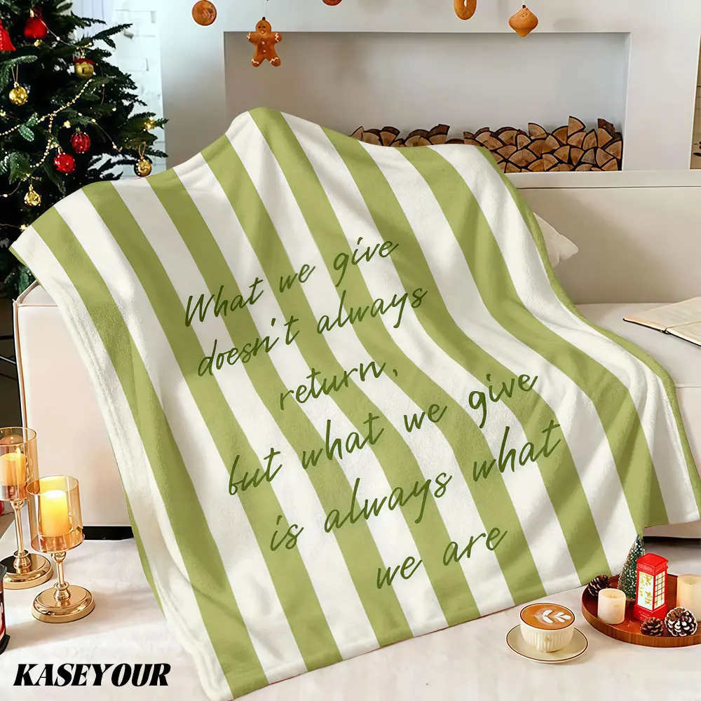 Kind Words Stripes Winter Summer Flannel Blanket Throw Fleece Soft Fuzzy Plush Cozy Fleece Blankets for Sofa Ideal Gifts