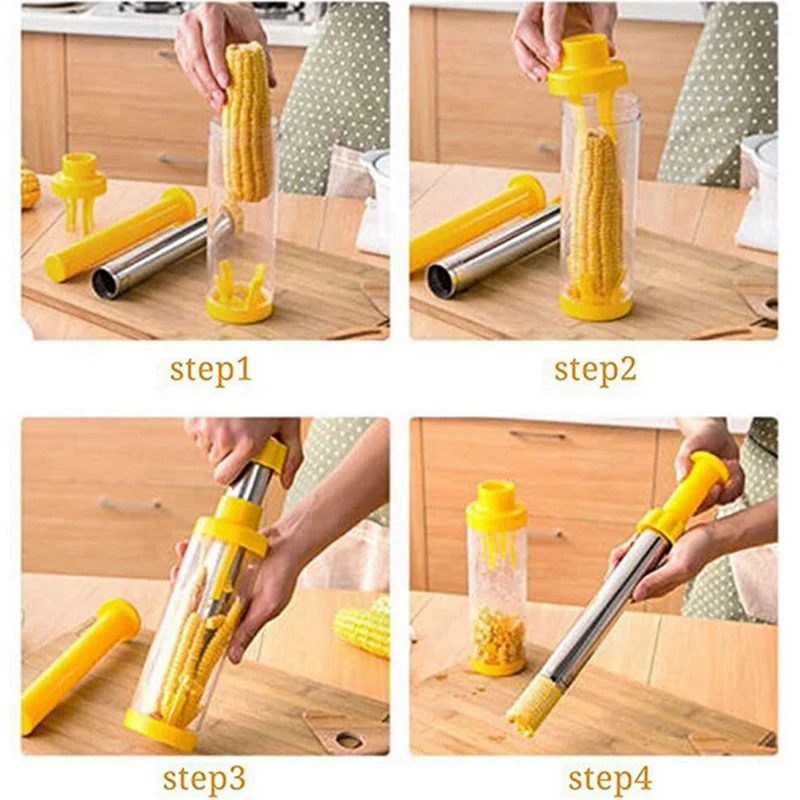 Yellow Deluxe Corn Stripper Luxury Corn Peeler Quickly Remove Kernels From The Cob,No Splatters Or Mess,Dishwasher Safe