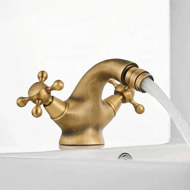 

Deck Mounted Antique Brass Bathroom Bidet Faucet