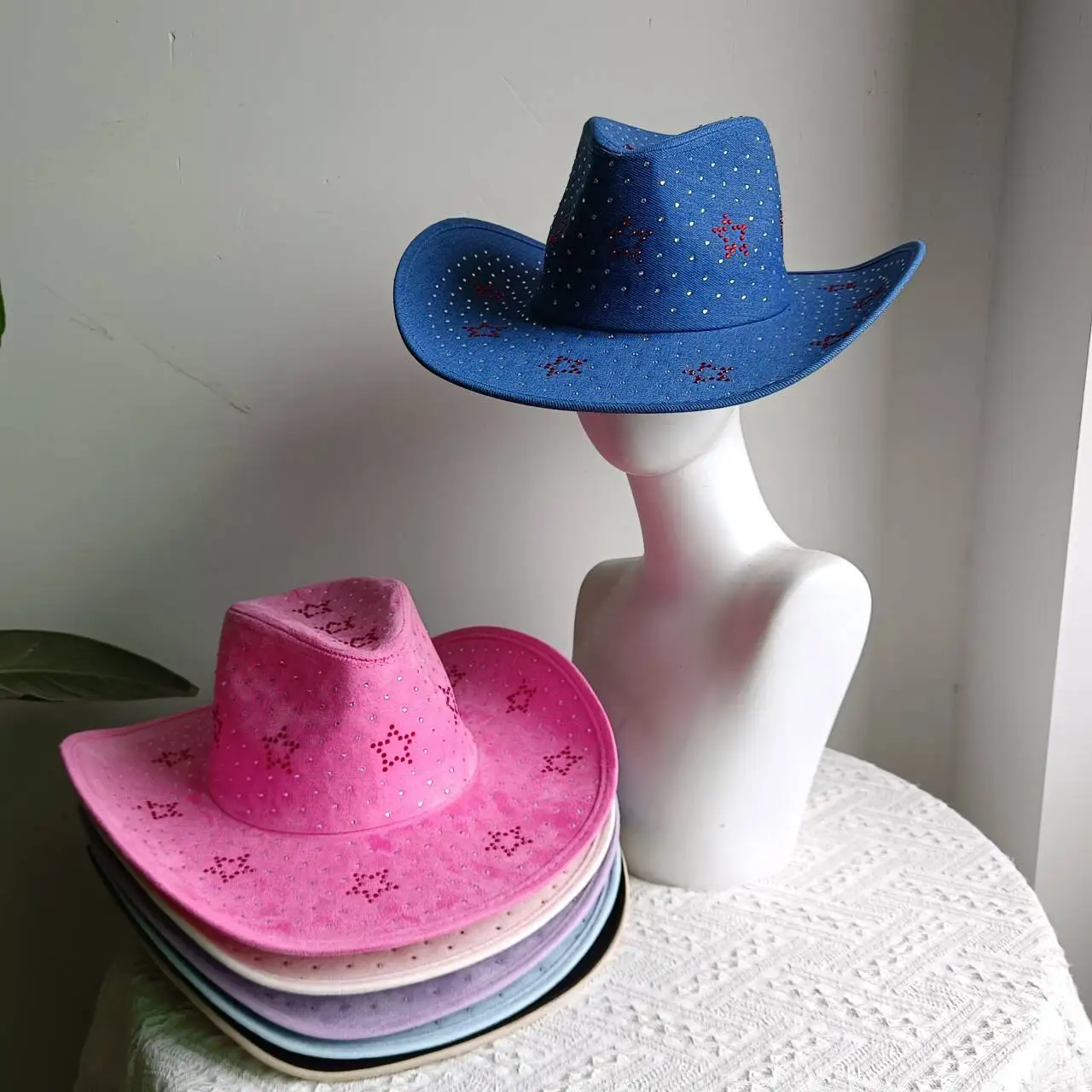 Cowboy hat women's hat men's panama western cowboy jazz hat hat rhinestone wide brim hat cowboy hat