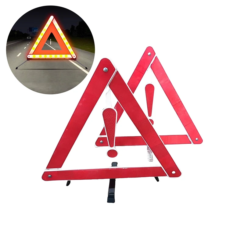 

1 Set Foldable Triangle Emergency Breakdown Reflective Road Stop Sign Board Hazard SUV Van Bus Parts Car Tripod Warning Sign