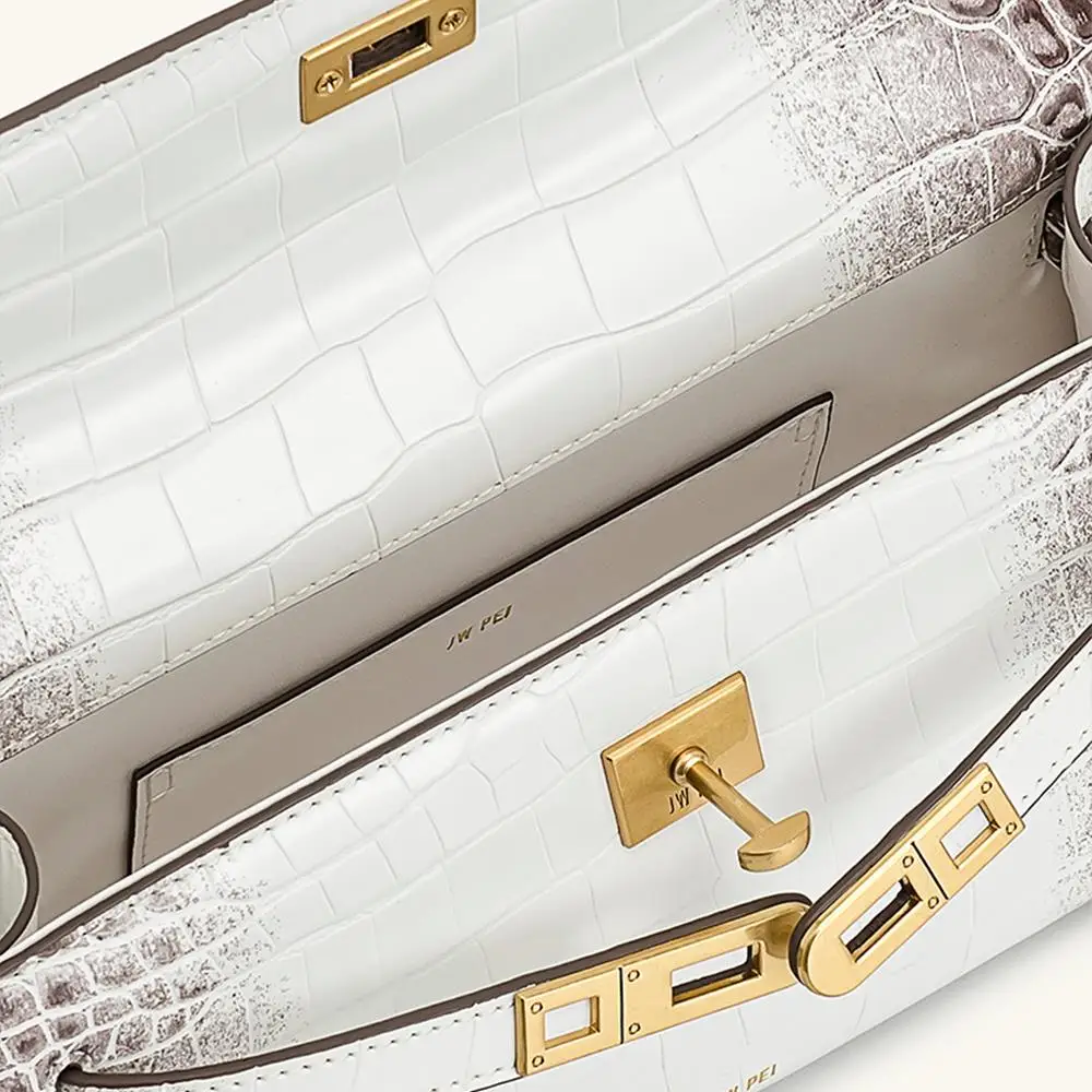 JWPEI نور التمساح طباعة كيلي حقيبة جديدة الراقية باليد حقيبة كروسبودي للنساء التمساح تنقش حقيبة تسوق جلدية أصلية