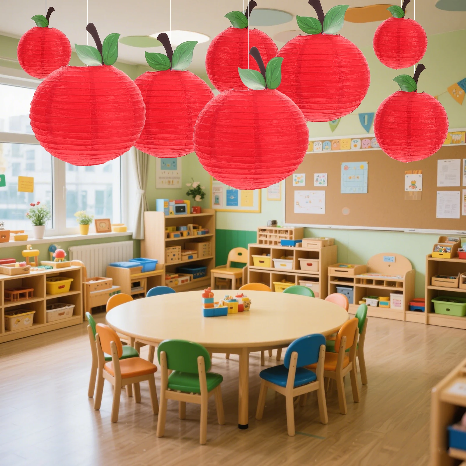 

6 Pcs Party Lanterns Red Classroom Ceiling Decor Apple Decorations Back to School Classroom Birthday Hanging DIY