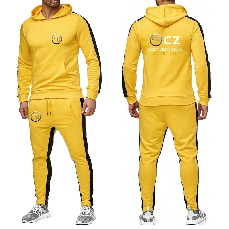 Ceska Zbrojovka-Sudadera con capucha y pantalón de chándal para hombre, traje deportivo cómodo con estampado de Color liso checo de armas de fuego, primavera y otoño, 2024