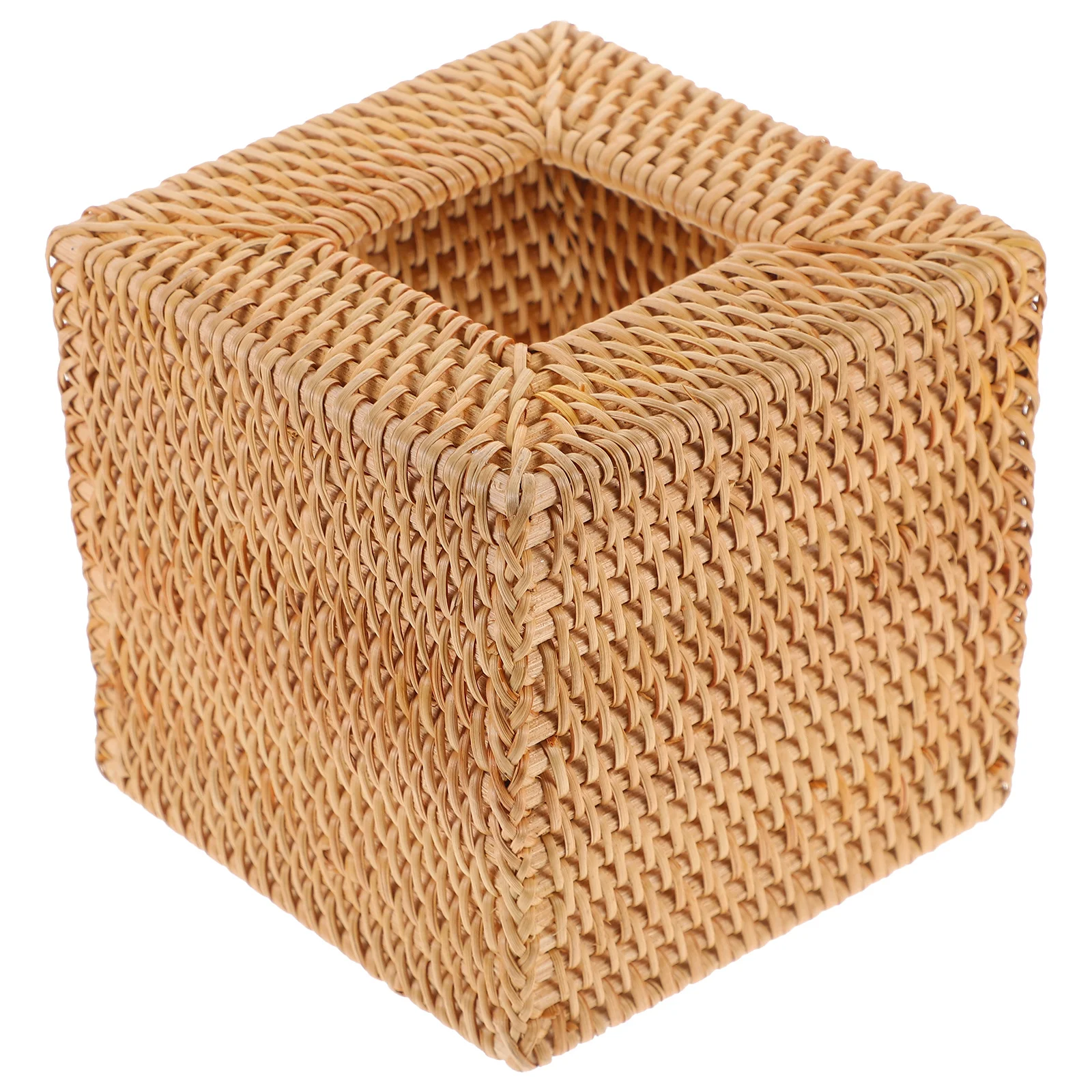 

Rattan Tissue Box Sturdy Woven Square Napkin Holder Tissue Organizer for Car Office Home Table Use Paper Towel Storage Organizer