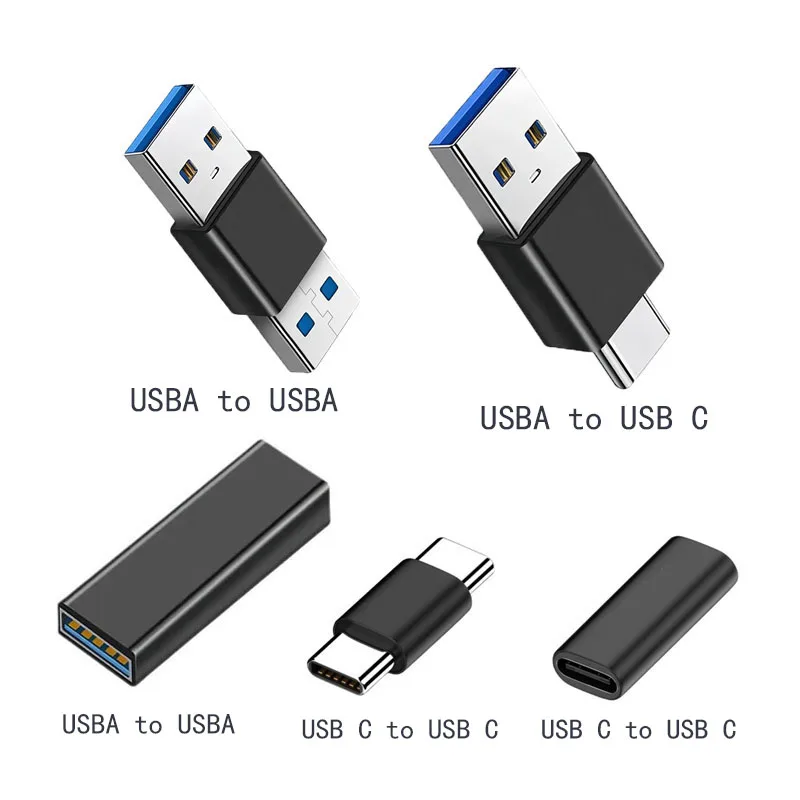 USB-A to USB-A / USB-C to USB-C Gender Changer Connectors, USB 3.0 Type-C Male to Female Coupler for Data Transfer & Charging