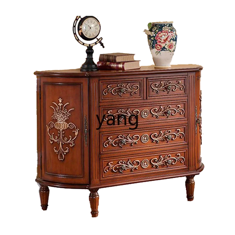 

Lmm semi-round entrance cabinet Solid wood American side cabinet Entry corridor entrance Chinese chest cabinet