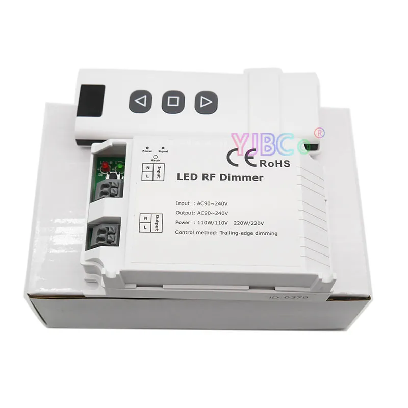 AC90-240V DM014 High Voltage LED RF Dimmer Brightness 3keys Wireless Remote switch Trailing Edge Dimming Controller