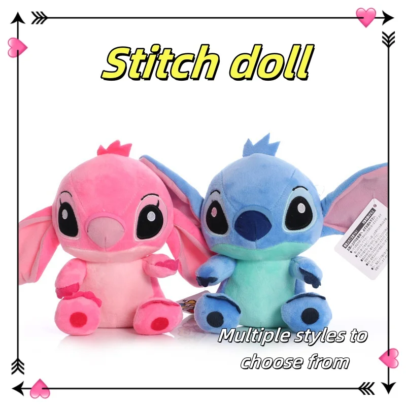 

2025 Горячие плюшевые куклы с героями мультфильмов Диснея, сине-розовые стежки, аниме-игрушки Лило и Стич, плюшевые игрушки, рождественские подарки