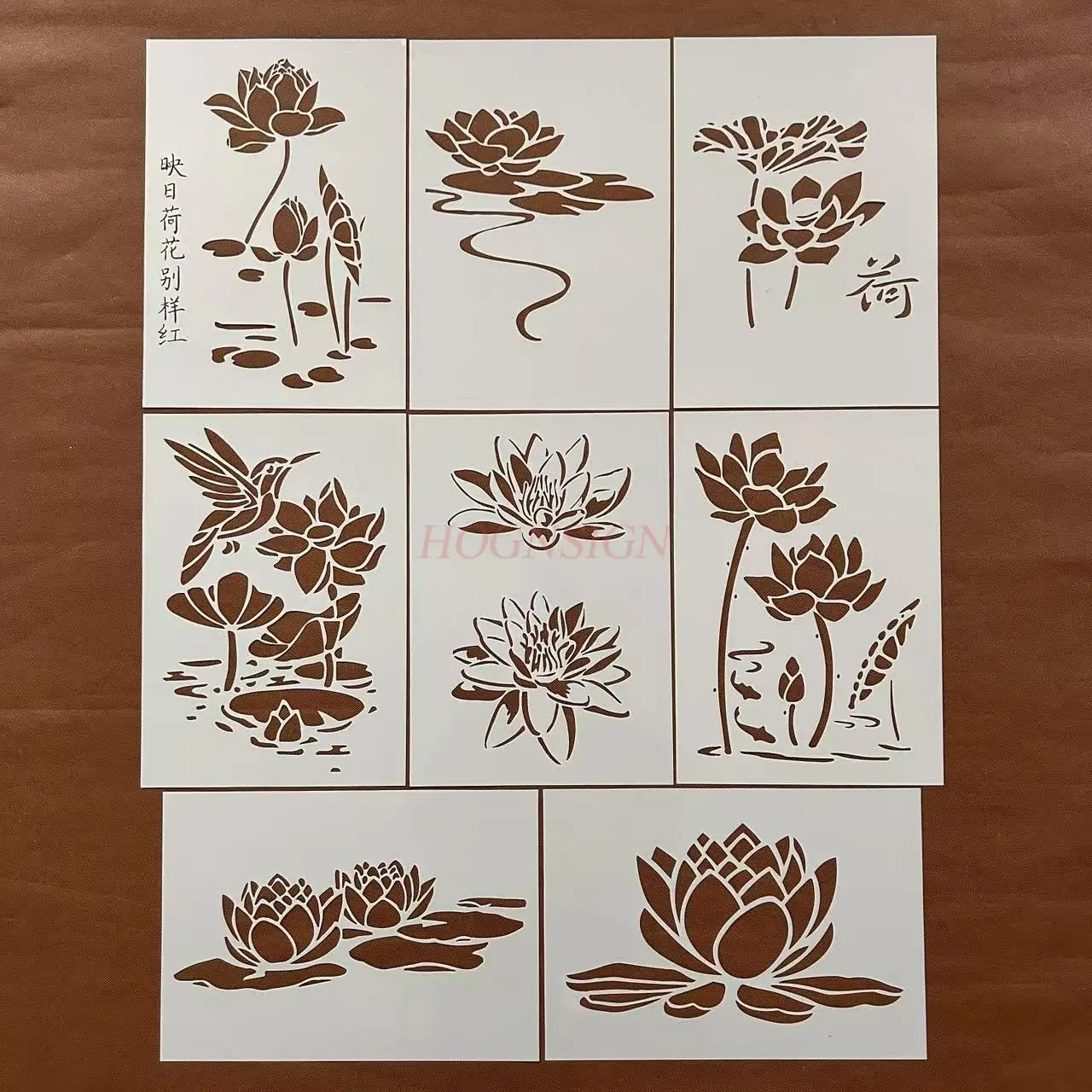 1 шт., креативная книга с листьями лотоса и лотоса, выдолбленный вручную скопированный плакат, граффити, аэрозольная живопись, вспомогательный шаблон, линейка