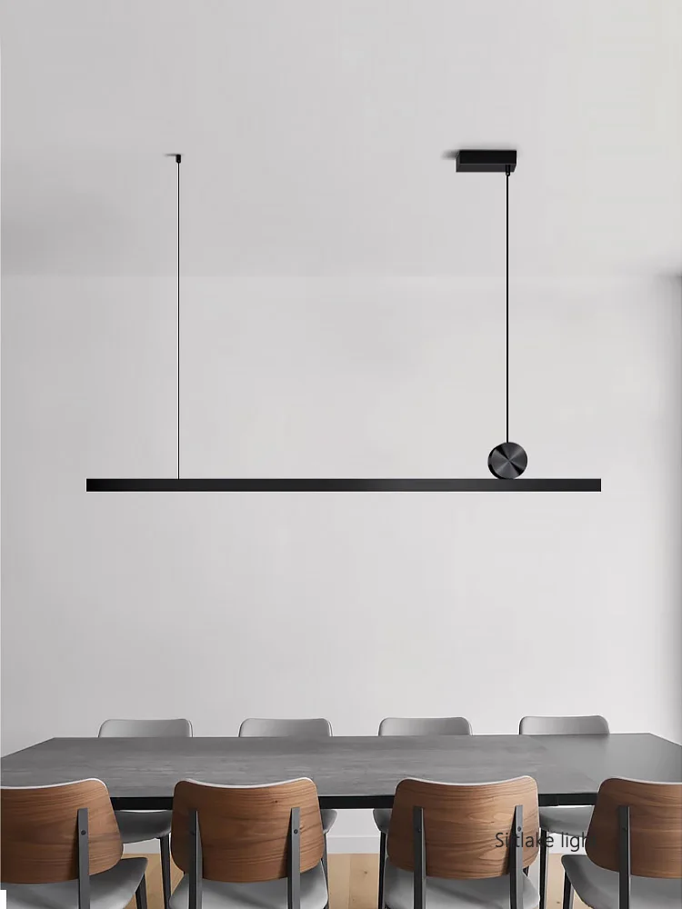 LED Restaurant chandelier designer simple minimalist long strip office dining table dining room bar lamp Kitchen pendant lights