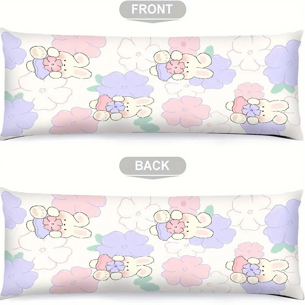 A Cute Bear Pillow Cover with Vibrant Floral Designs - Featuring Double-Sided Printing with Floral And Abstract Patterns, Equipp