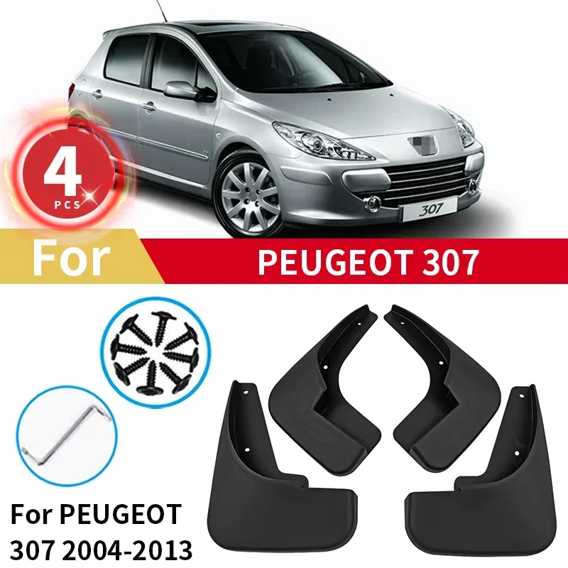 

For Peugeot 307 2004-2013 Mudguards Mud Flaps Cover Wheel Front Rear Fender Splash Guards Flexible MudFlaps Car Accessories 4pcs