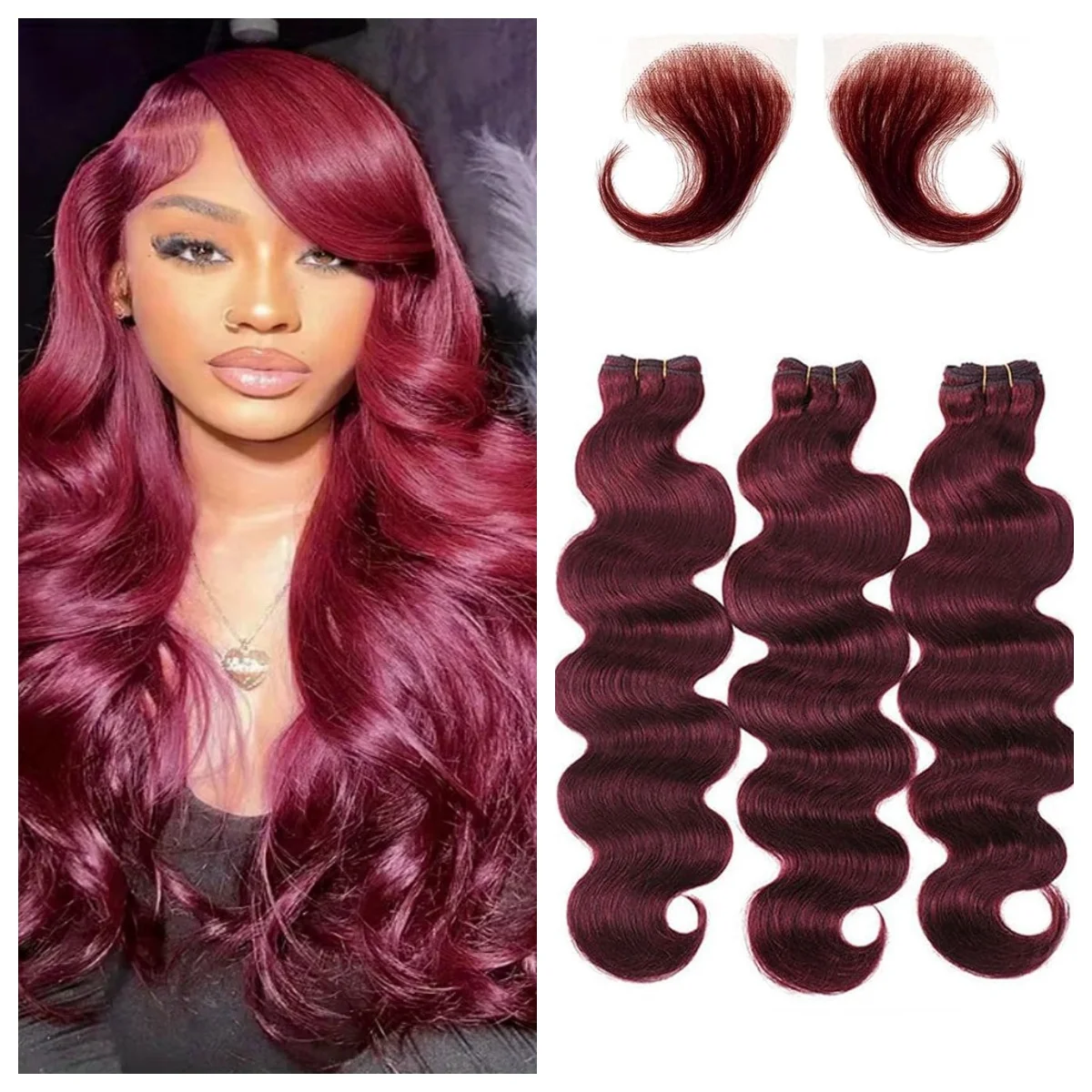 Wine Red Bundles Burgundy Body Wave Human Hair Bundles 99J Body Wave Human Hair Bundles Brazilian Virgin Hair 3 Bundles 30 Inch