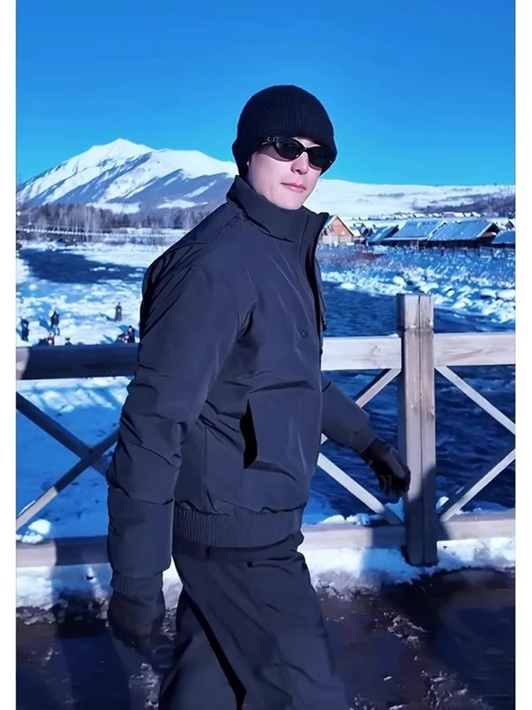 

American Sle Tee-Proof Stand Collar Men's Cotton Jaet Thiened Winter Coat ort Workwear Outerwear Cleanfit