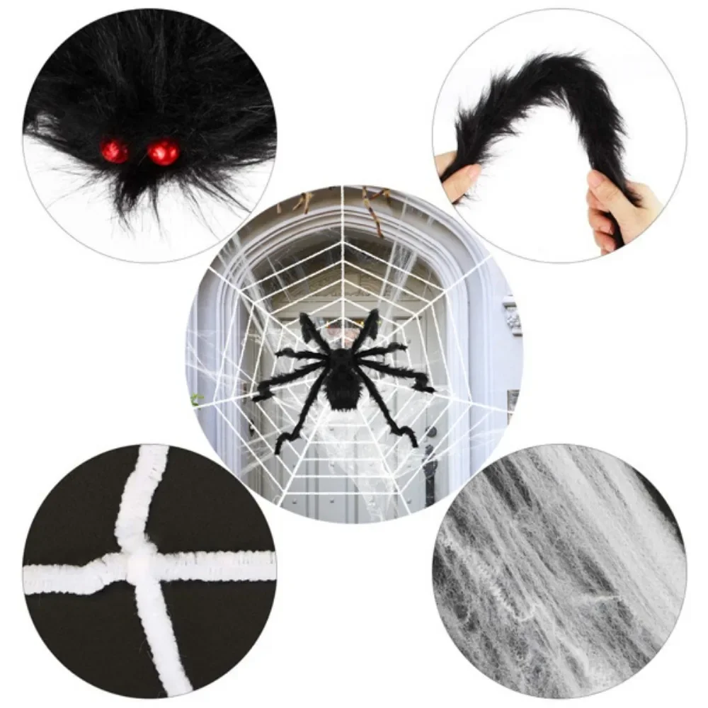 Halloween Decorations Spider Outdoor 49inch Halloween Spider with 126 inch Tarantula Mega Web Hairy Poseable ScaryStretch Cobweb