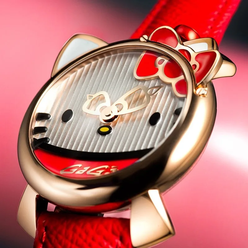 ساعة GaGa النسائية ذات الاتصال الهاتفي الأبيض والذهبي الوردي، ساعة أنيقة بحركة كوارتز سويسرية لطيفة