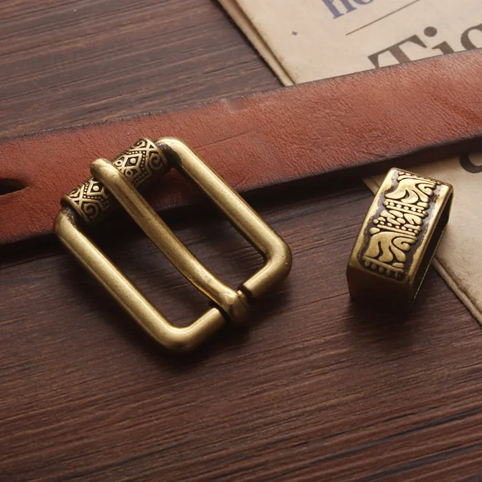 DIY vintage brass color women girl slim carved pattern belt buckle 2cm 2pcs parts/set