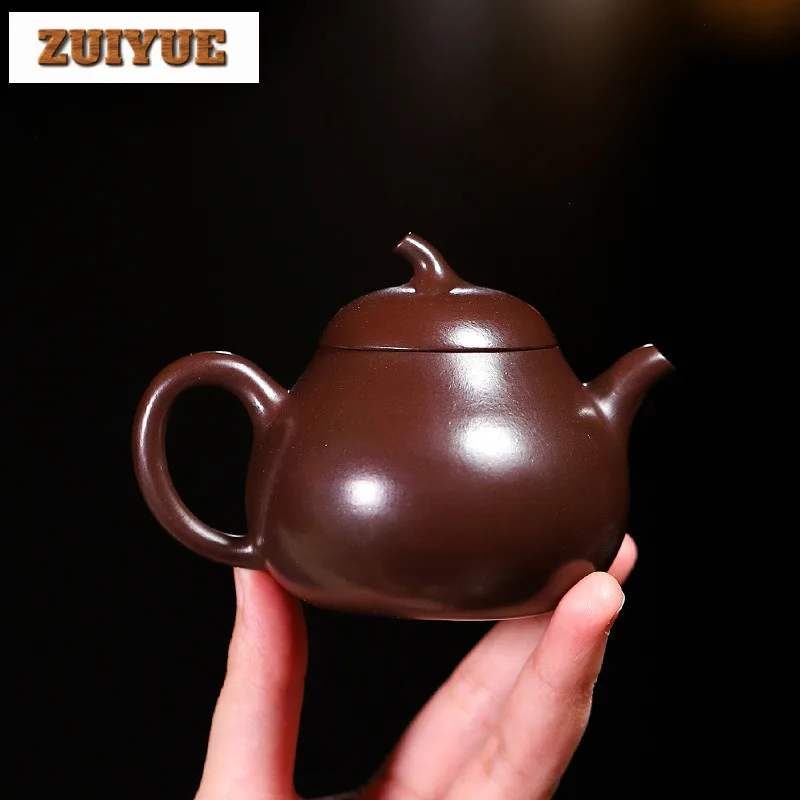 

140ml High-end Yixing Purple Clay Teapots Handmade Eggplant Pot Raw Ore Purple Zhu Mud Tea Maker Kettle With Filter Zisha Teaset