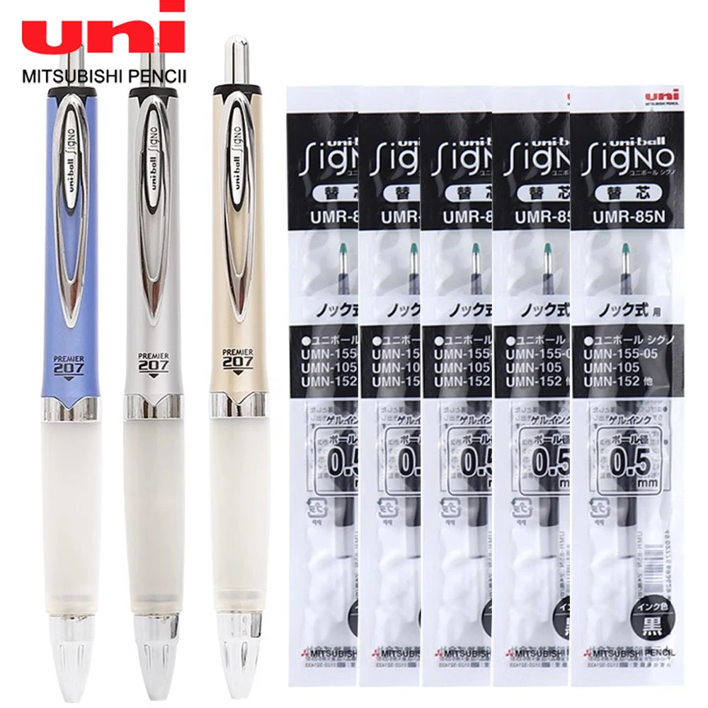 Japan UNI Gel Pen UMN-207GG Comfortable Soft Grip Glue Ballpoint Pen Black Pen School Supplies Stationery Office Accessories