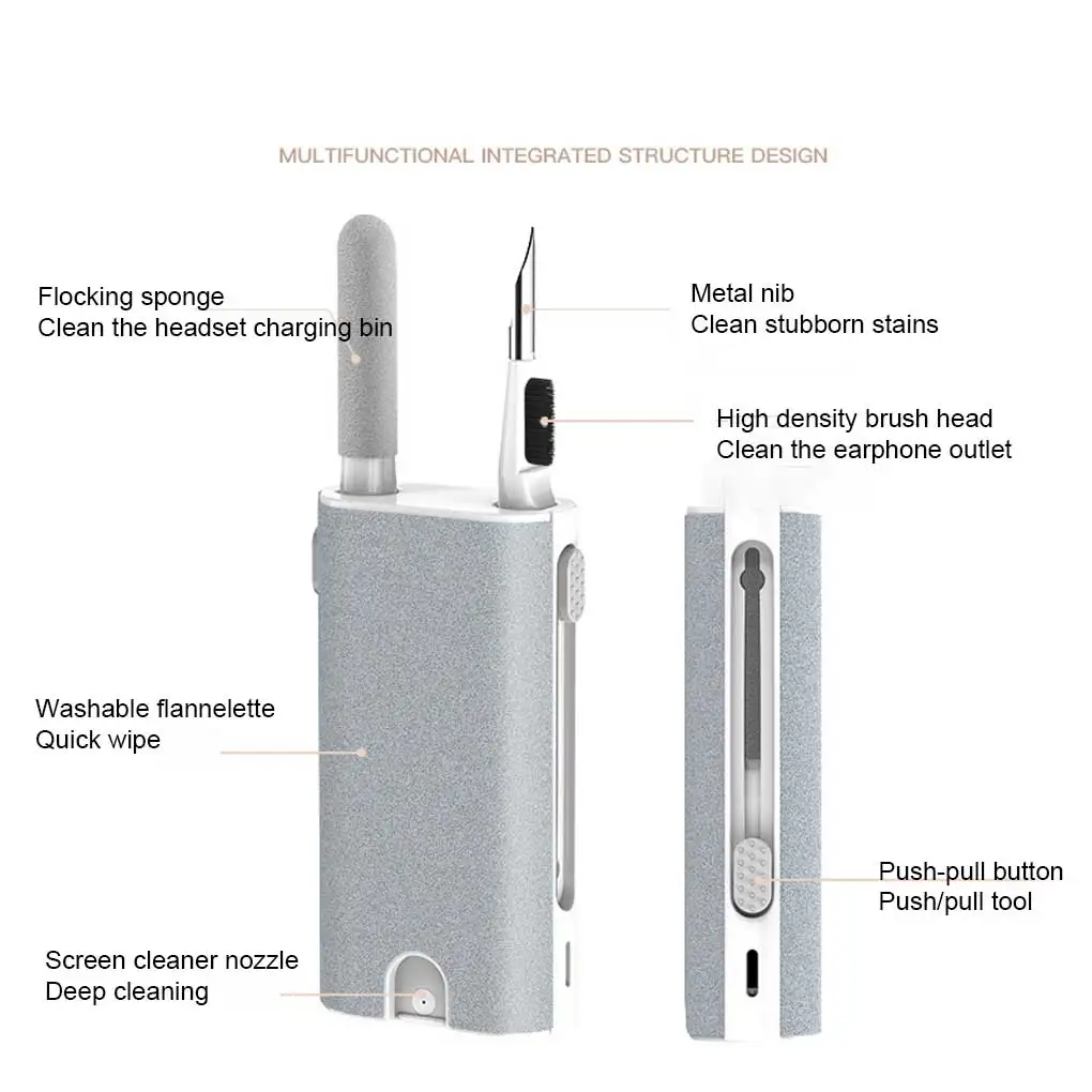เครื่องมือทำความสะอาดโทรศัพท์แปรงหน้าจอแล็ปท็อปสมาร์ทโฟนเครื่องพ่นกำจัดฝุ่นอเนกประสงค์ทำจากโลหะที่เก็บหูฟังไร้สาย