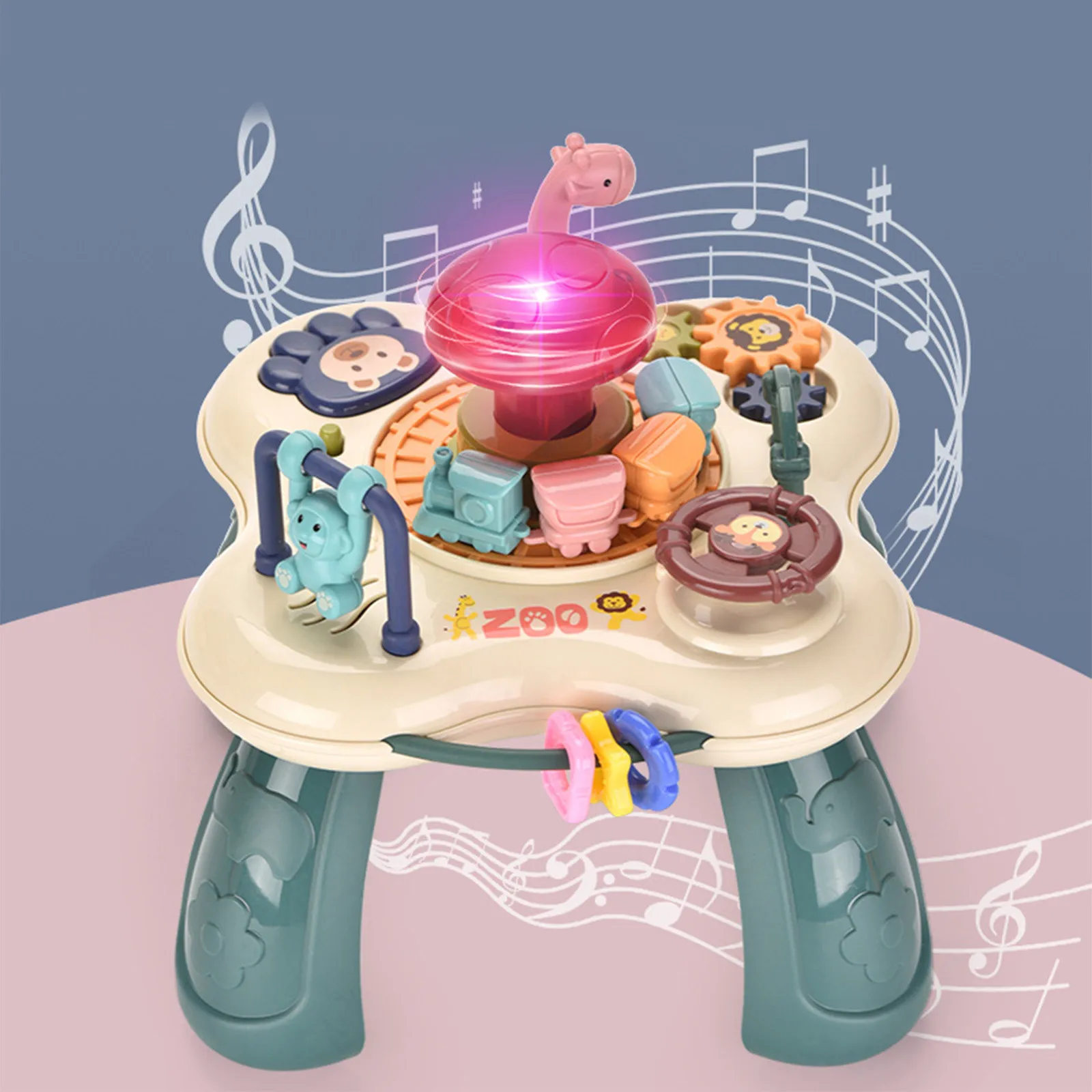 New Creative Mini Animal Park Game Table Electric Light Music Hand Heat Drum Desktop Multi-functional Game Table for Baby Toys