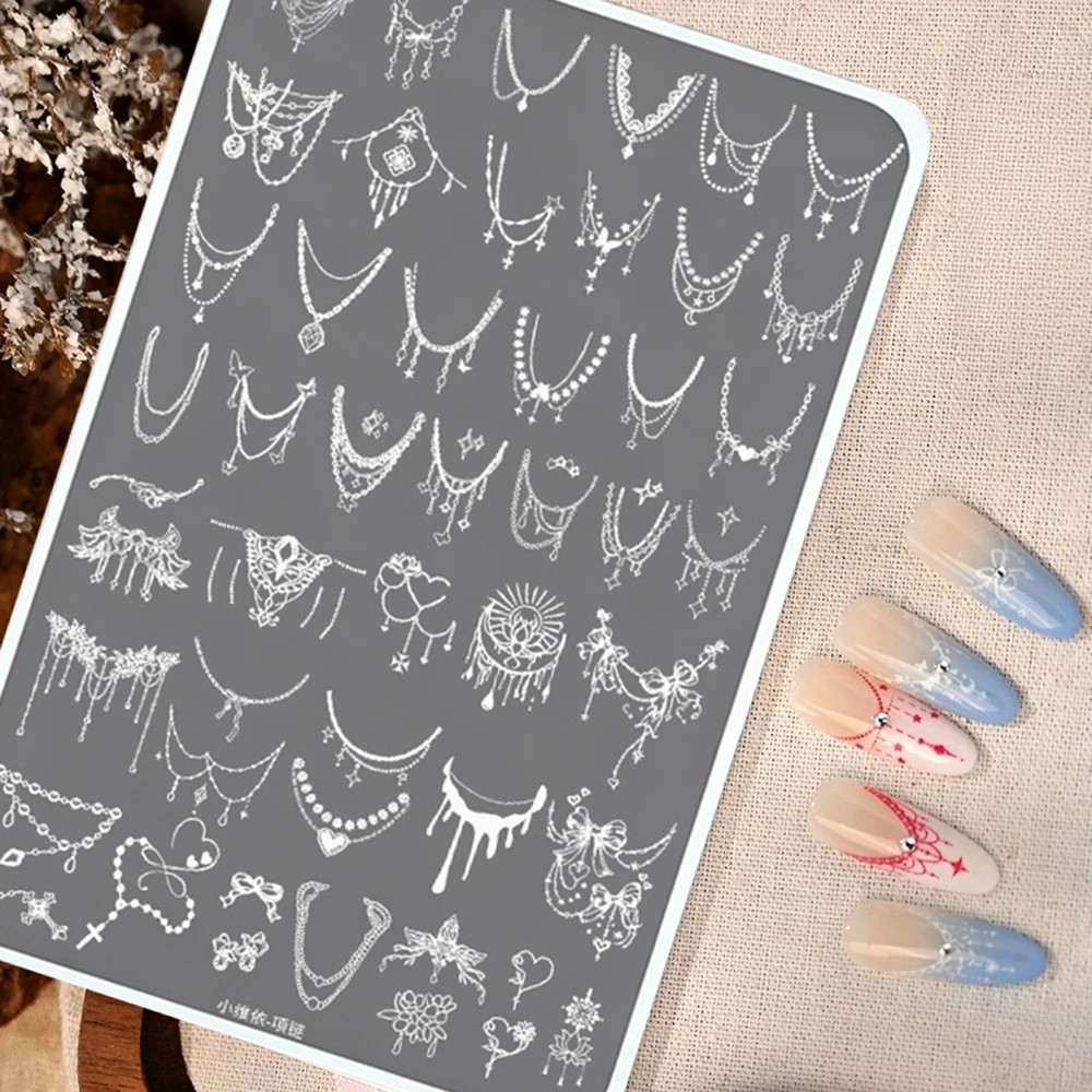 Necklace Love Heart Bowknot Nail Stamping Plate 15cm Stainless Steel Nail Art Transfer Template Reusable Stamp Plate for Acrylic