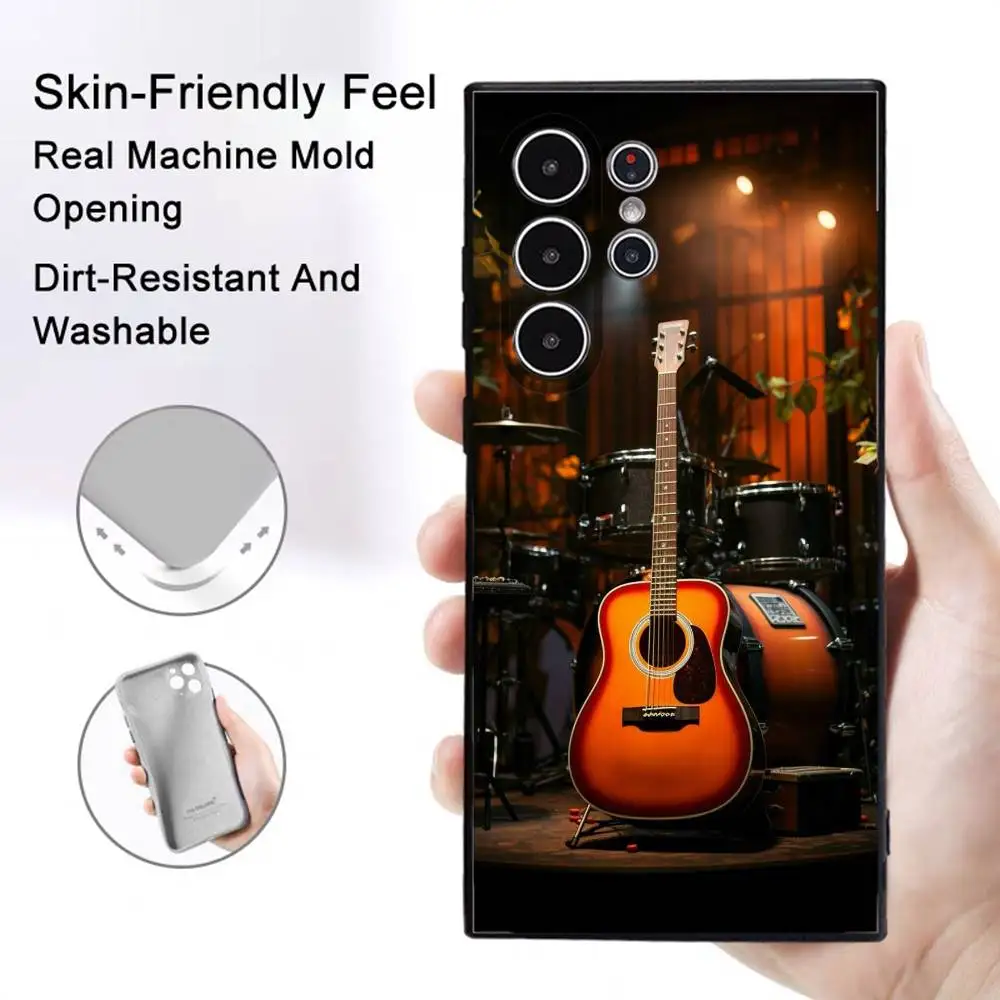 Funda de teléfono con guitarra y violín Musical para Samsung Galaxy S25 S24 S22 S23 Ultra S21 S20 Plus 5G, cubierta completa antideslizante esmerilada