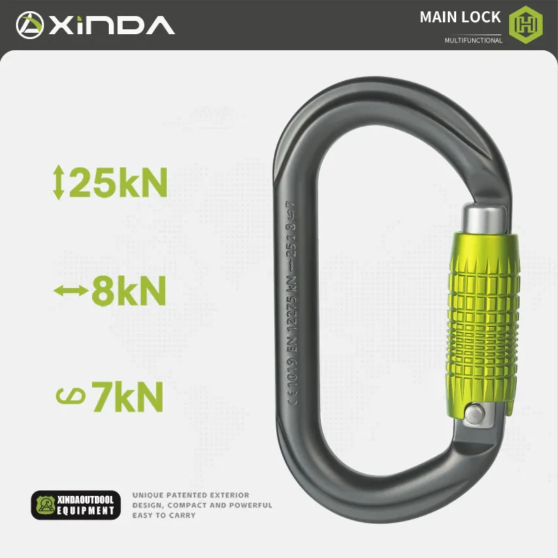 Xinda 25KN Professional Carabiner Auto Locking Gate Carabiner Climbing Rappelling Gear Quick Equipment